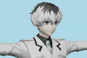 Haise Sasaki Tokyo-Ghoul, woman, female, people, human, xna, characters, rigged